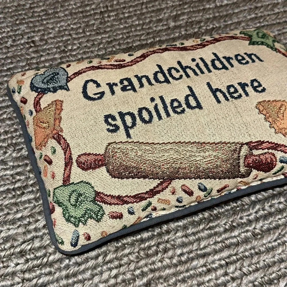 Vintage Decorative Pillow ‘Grandchildren Spoiled Here’ Beautiful Throw Pillow - Picture 2 of 8